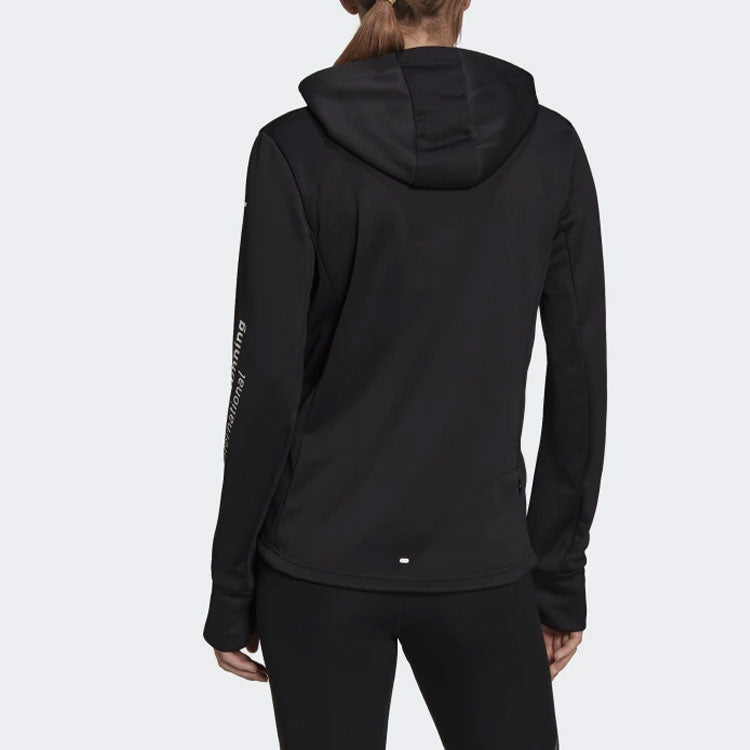 (WMNS) adidas Pattern Alphabet Printing Running Hoodie Black H45367