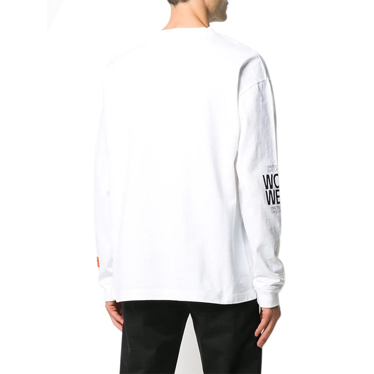 Men's HERON PRESTON Logo Printing Long Sleeves White HMAB015F20JER0060110