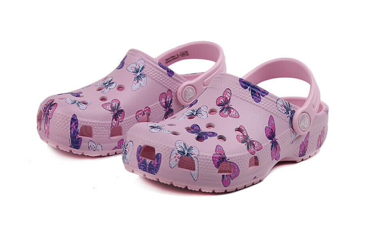 (PS) Crocs Classic clog Butterfly Pattern Outdoor Flat Heel Sports Pink Sandals 206414-6GD