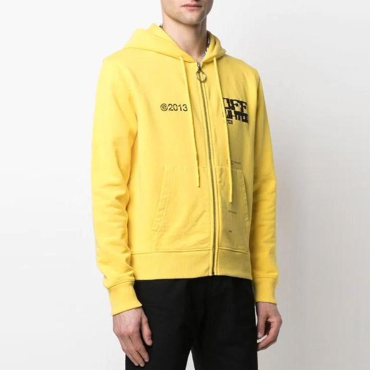Men's Off-White SS21 Casual Logo Printing Zipper Ordinary Version Black OMBE001S21FLE0031910