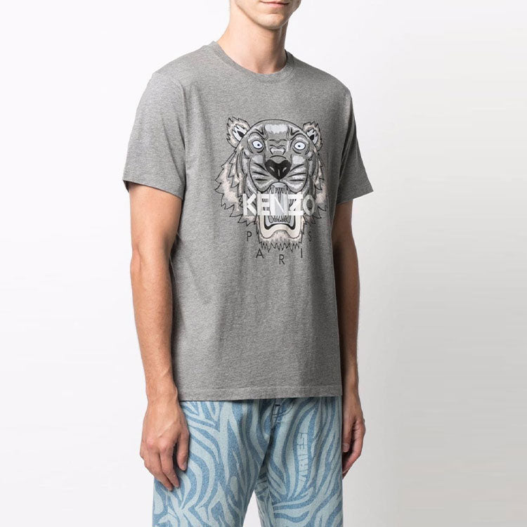 Men's KENZO Printing Round Neck Short Sleeve Gray FB65TS0204YA-95