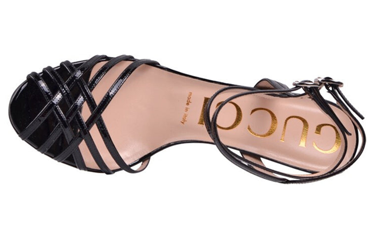 (WMNS) Gucci Draconia Patent Strappy Sandals 39 'Black' 538139-BNC00-1000