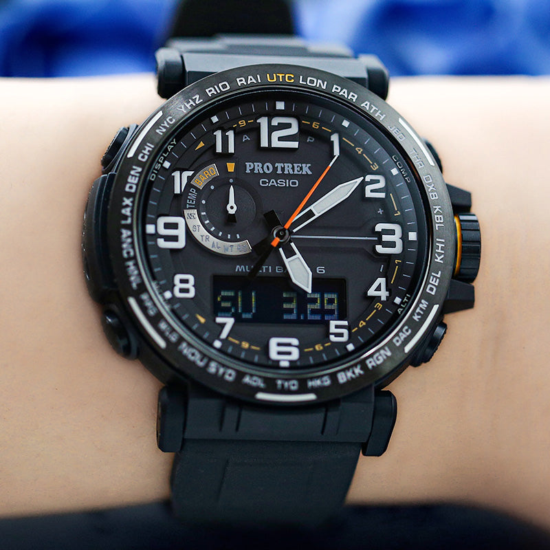 CASIO Waterproof Solar Powered Sports Quartz Shockproof Mens Black Analog/Digital Combo PRW-6600Y-1A9PR