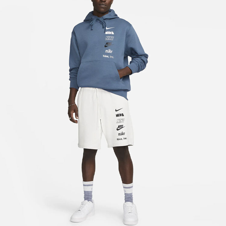 Nike Club Multi Logo Pullover Hoodie 'Blue' DX0783-491