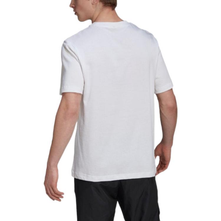 Men's adidas Logo Printing Straight Round Neck Pullover Short Sleeve White T-Shirt HE4381