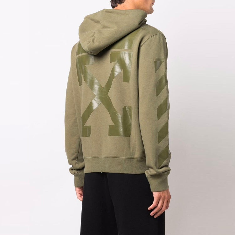 Men's Off-White FW21 Casual Hooded Printing Loose Fit Green OMBB034F21FLE0045555