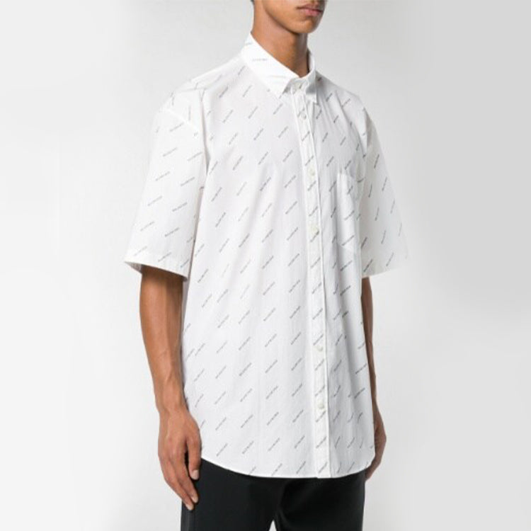 Balenciaga All Over Logo Shirt 'White Black' 534332TBL969040