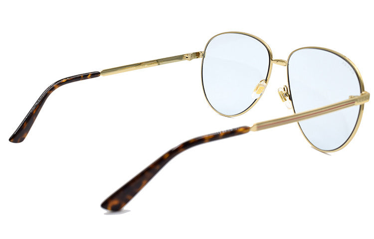 Gucci Light Blue Pilot Unisex Sunglasses Gold GG0138S-004