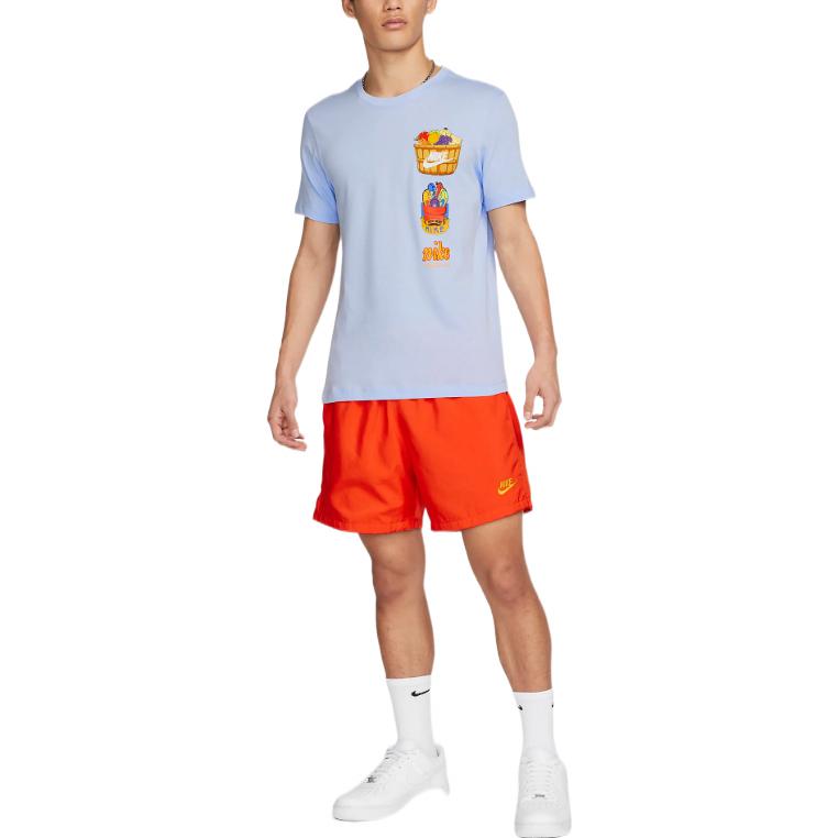 Men's Nike Cartoon Printing Logo Short Sleeve Blue T-Shirt DQ1050-548