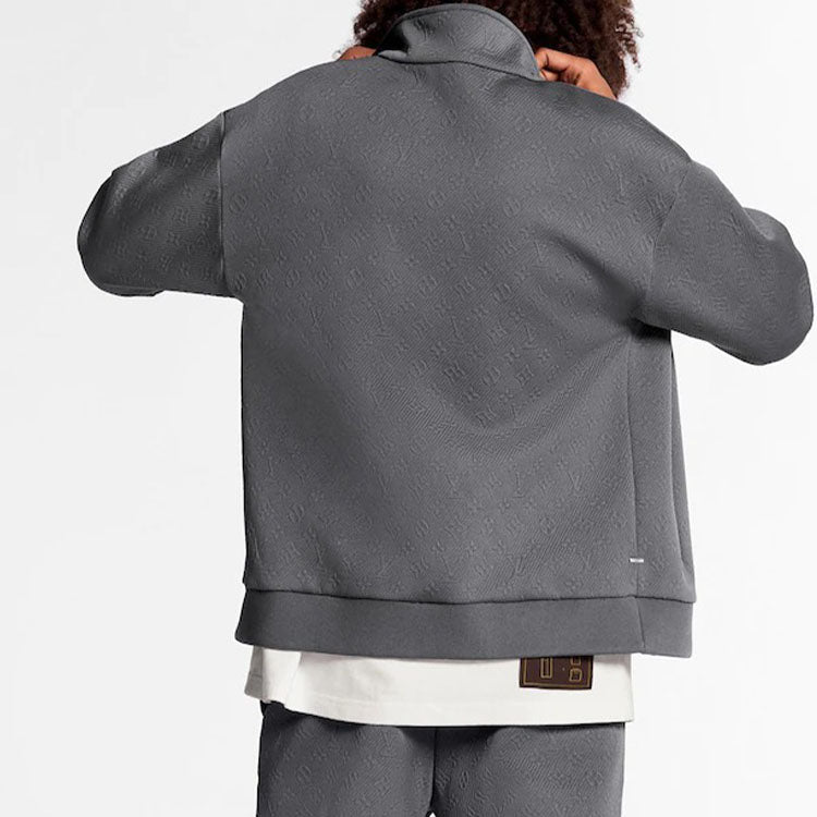 Men's LOUIS VUITTON Logo Solid Color Zipper Jacket Gray 1A5VO6