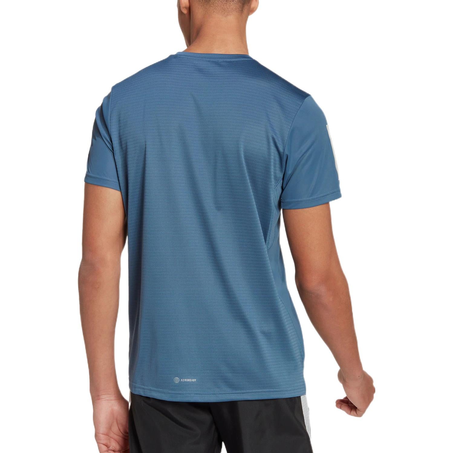 Men's adidas SS22 Logo Stripe Round Neck Short Sleeve Blue T-Shirt HL5988