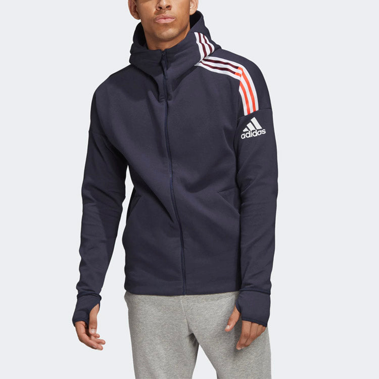 adidas Stripe Hooded Jacket Navy Blue FI7976