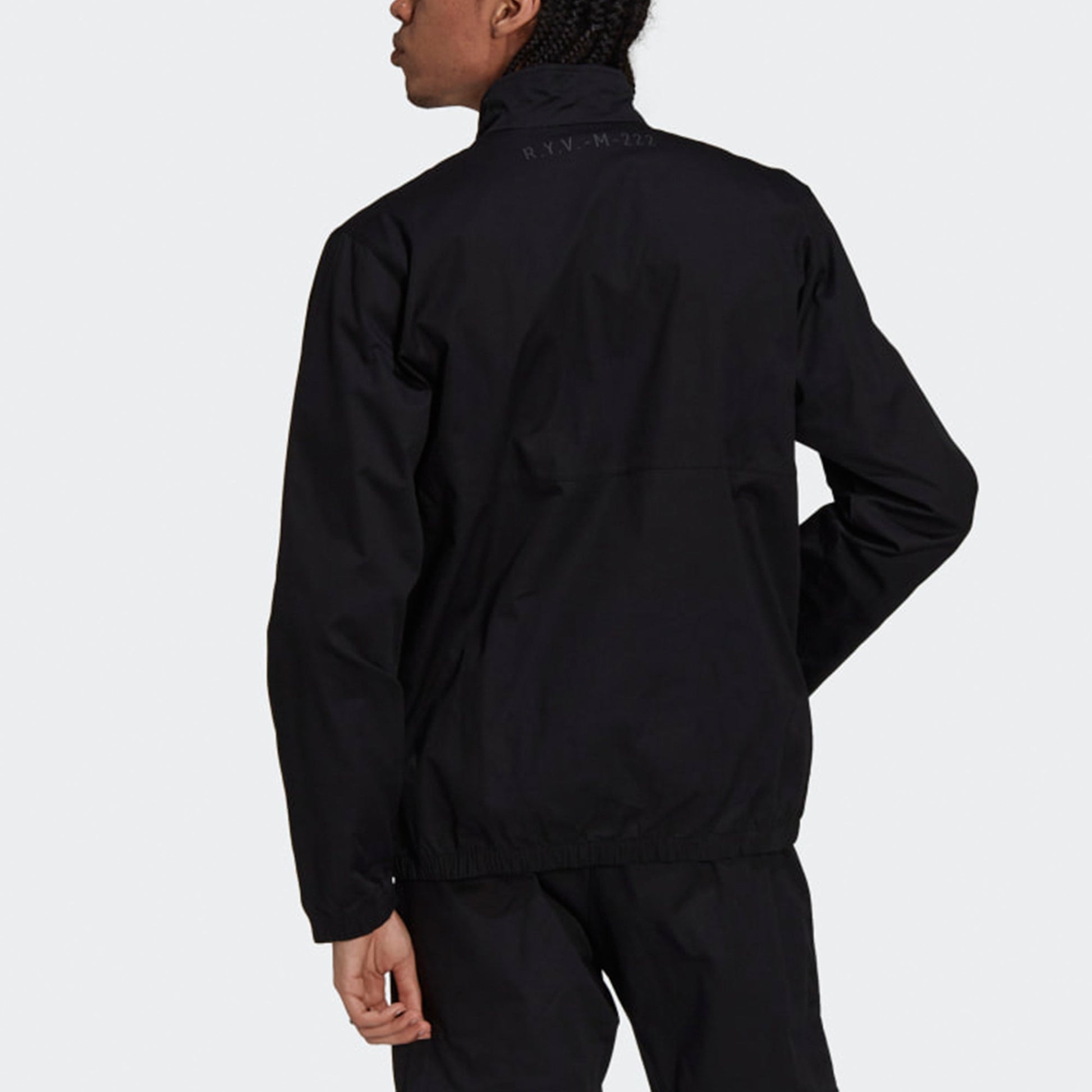 adidas originals R.y.v. Cotton Twill Double Label Training Sports Stand Collar Logo Jacket Black H11457