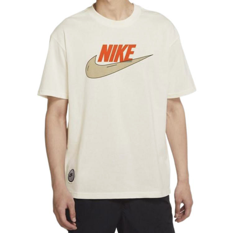 Men's Nike Multi-Color Printing Logo Round Neck Short Sleeve White T-Shirt DV5622-902