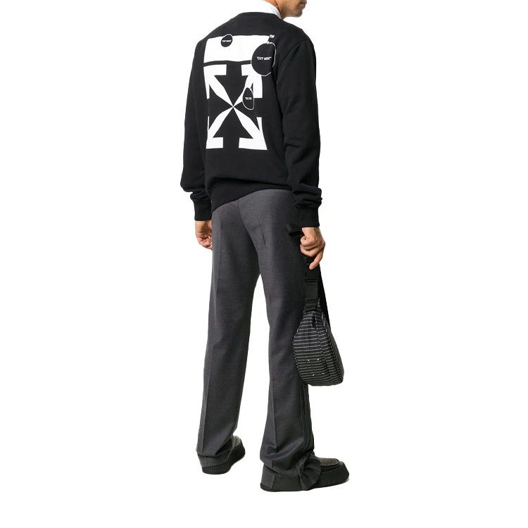 Off-White Cut Here Logo Printing Pullover Black OMBA025F20FLE0071001