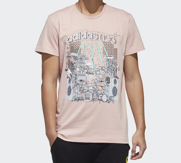 adidas neo M Faves Tee Sports Short Sleeve Pink GL1192