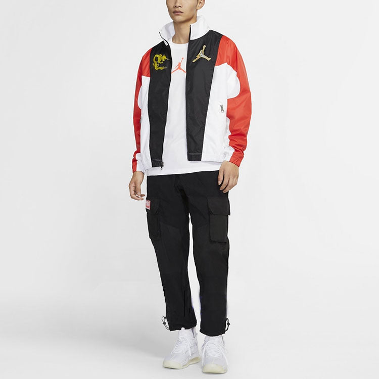 Air Jordan Colorblock Splicing Stand Collar Woven Jacket Black DB3707-100
