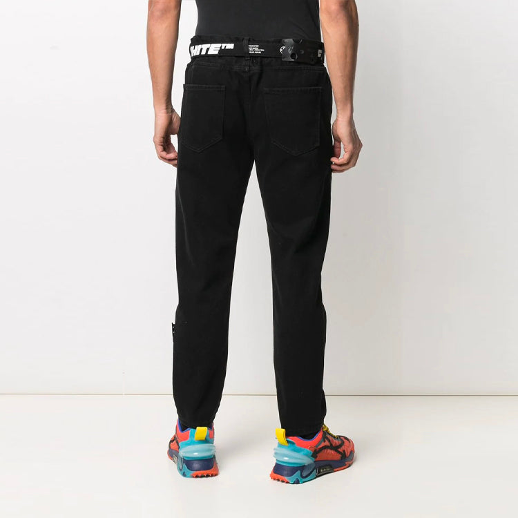 Off-White Men's SS21 Logo Jeans Pants Black OMYA005R21DEN0011001