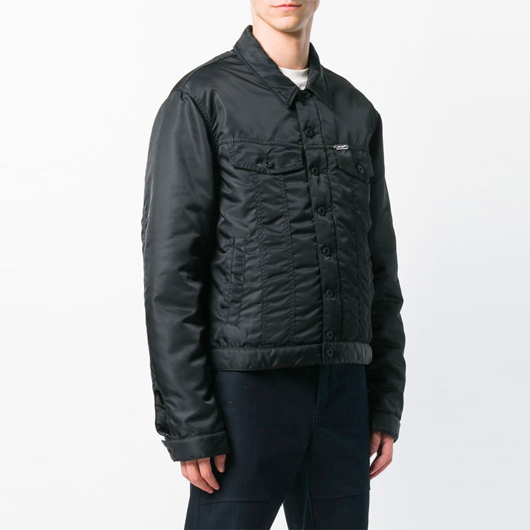 Off-White Back Logo Alphabet Pattern Long Sleeves Jacket Loose Fit Black OMEA150F185780221001