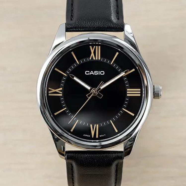 CASIO DRESS Series Vintage Business Fashion Belt Men s Mens Black Analog MTP-V005L-1B5