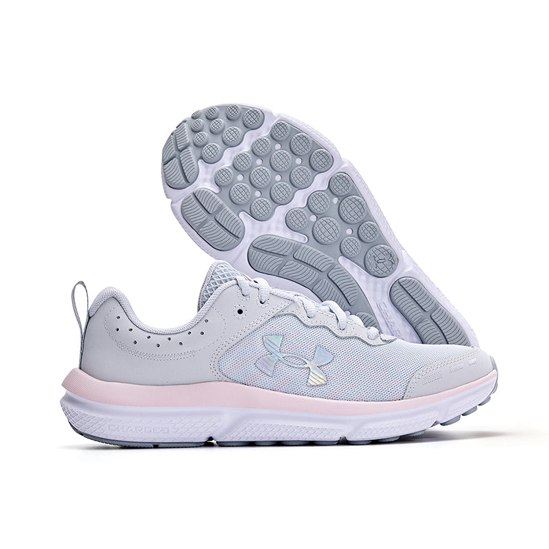 (GS) Under Armour Assert 10 AC 'Halo Grey Pink Sugar' 3026189-102