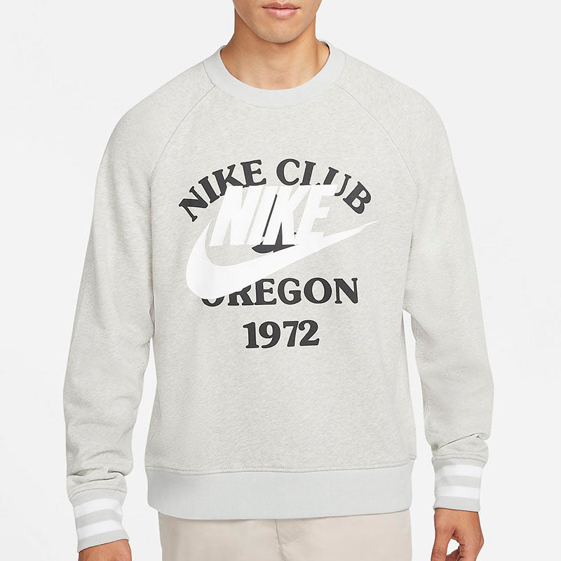 Men's Nike As Nsw Trend Ft Crew Large Logo Alphabet Printing Knit Sports Round Neck Pullover Light Grey DD6166-050