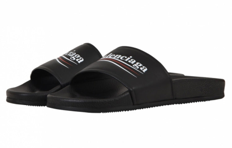 (WMNS) Balenciaga Wave Logo Slippers Sandals Black 506351WAM001091