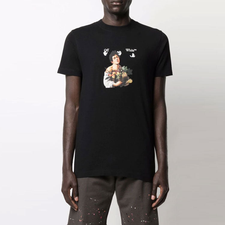Off-White SS21 Cartoon Printing Round Neck Short Sleeve Version Black OMAA027S21JER0111001