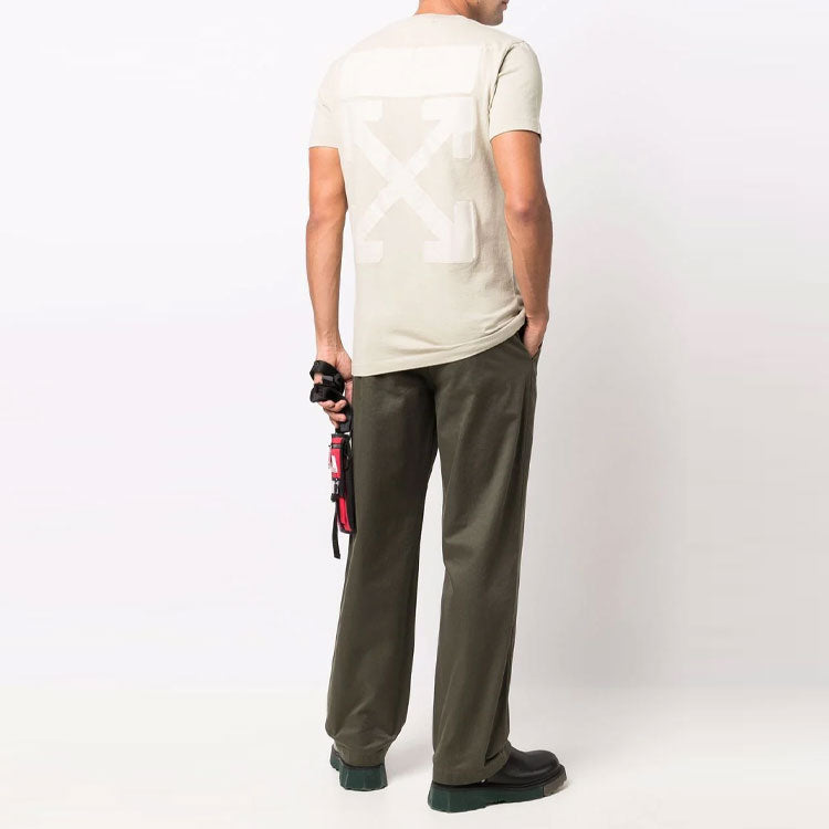 Off-White FW21 Back Arrow Pattern Short Sleeve Ordinary Version Beige OMAA027F21JER0071717