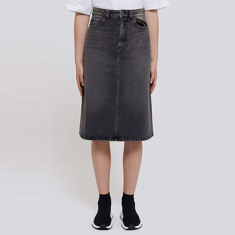 (WMNS) Balenciaga FW21 A Line Skirt 'Washed Grey Denim' 646913TBP477767