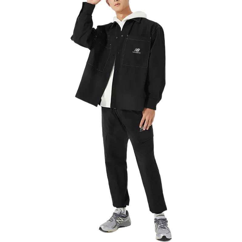 New Balance Logo Classic Shirt Asia Sizing 'Black White' AMJ23303-BK