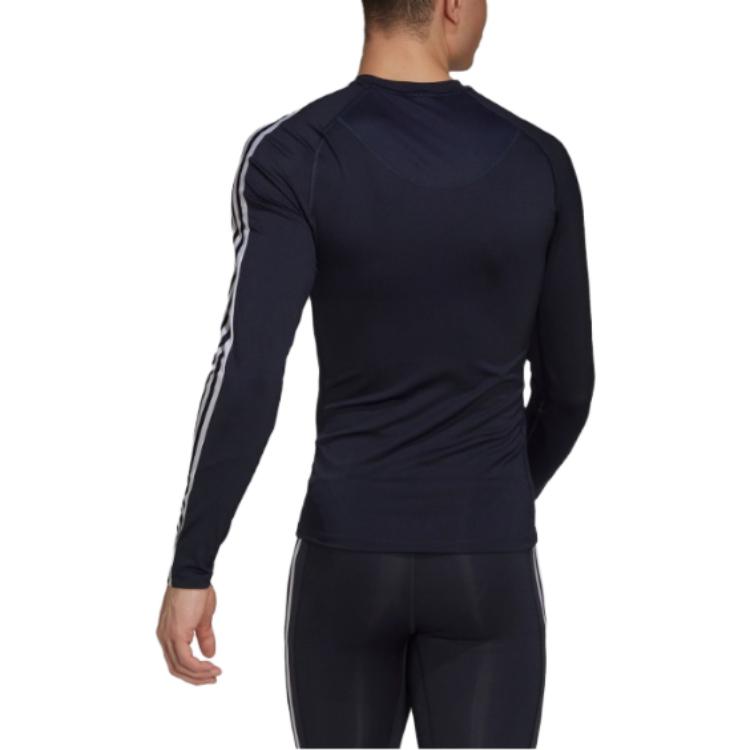 adidas Techfit 3-Stripes Long Sleeve Training Shirt 'Navy' HJ9912