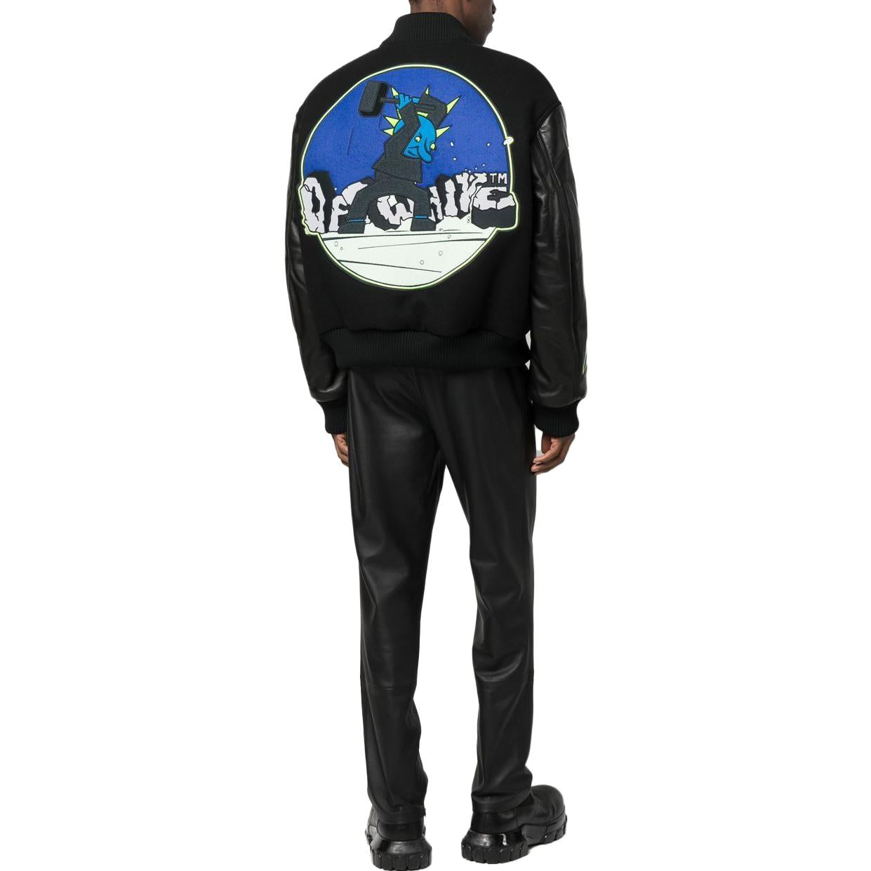 Off-White logo-patch Varsity Jacket  OMJA104S23LEA0011069