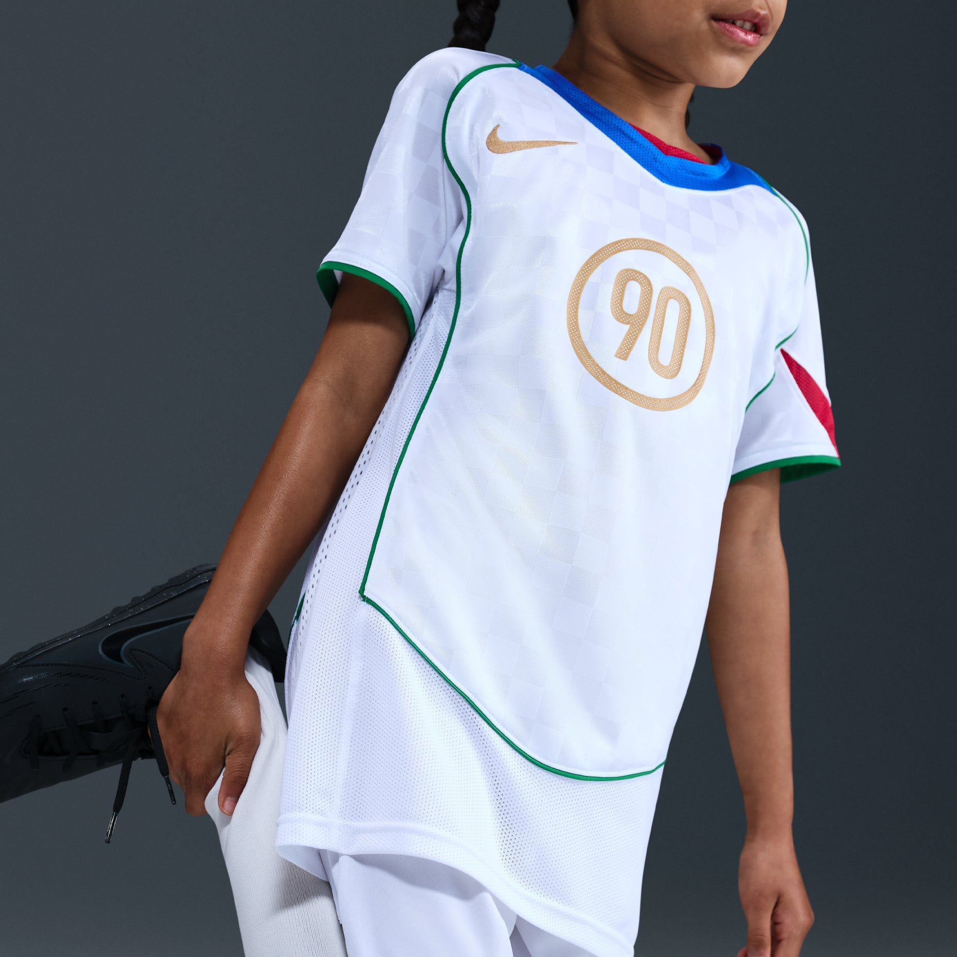 (GS) Nike Total 90 Dri-FIT Soccer Jersey 'White Italy Blue Red' II9782-100