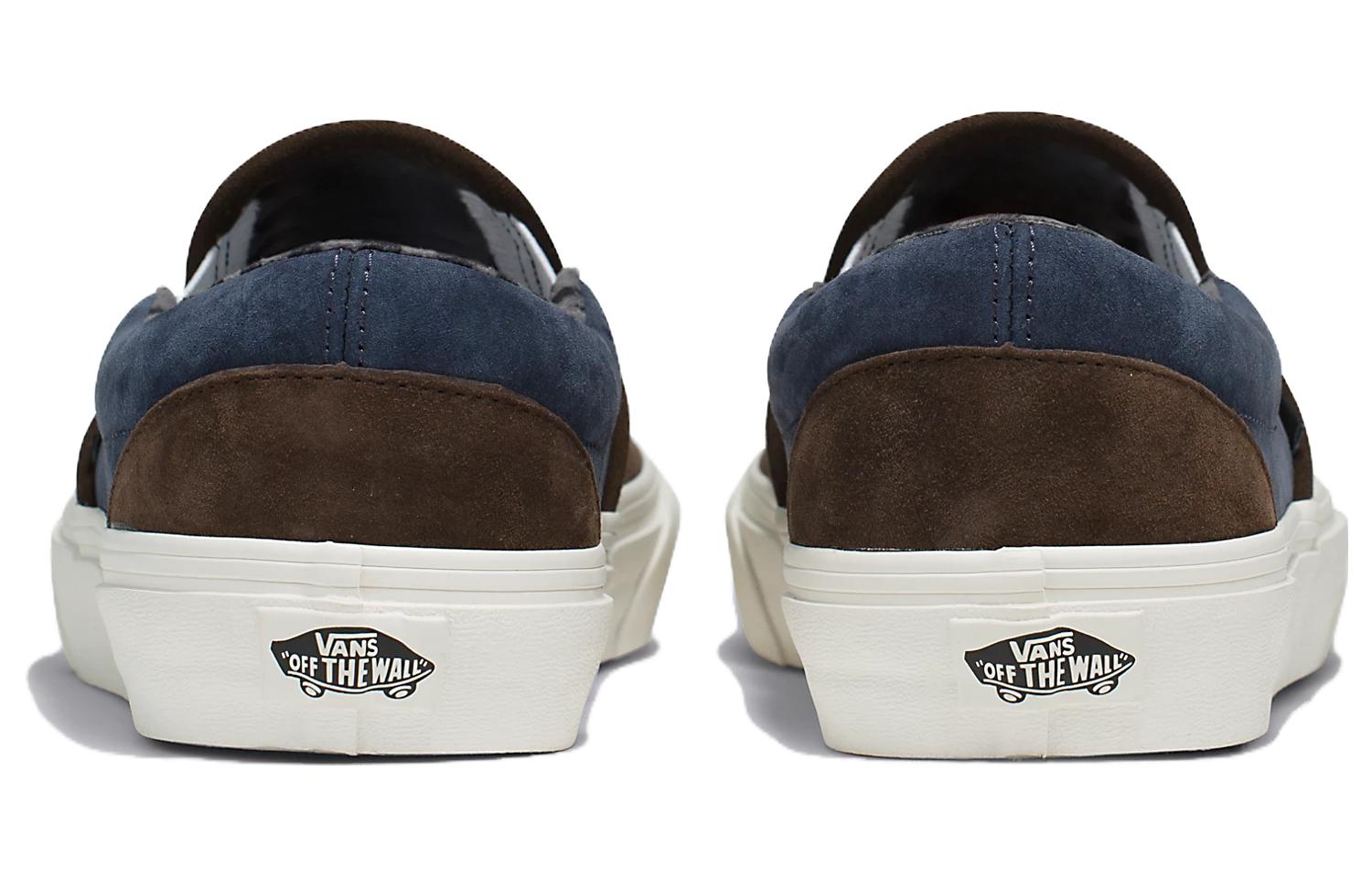 Vans Classic Slip-On Pig Suede Shoes 'Plaid Brown Navy' VN000BVZBF1