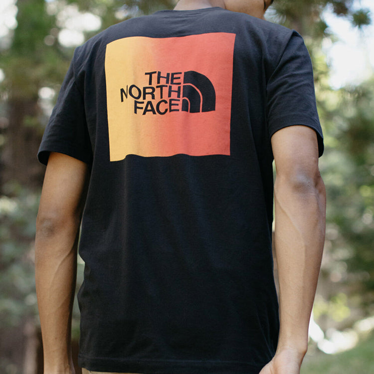 THE NORTH FACE Box T-Shirt Gradient Back Large Logo Short Sleeve Unisex Black NF0A475KJK3