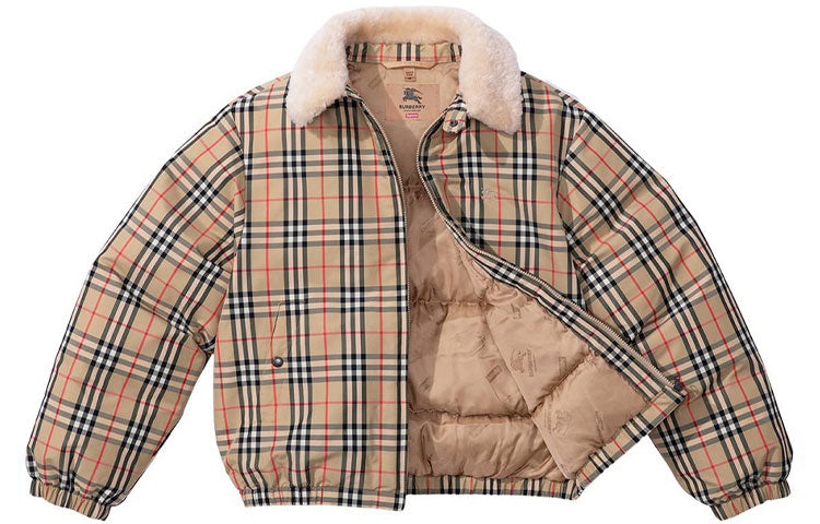 Supreme x Burberry Shearling Collar Down Puffer Jacket 'Tan Black White' SUP-SS22-157
