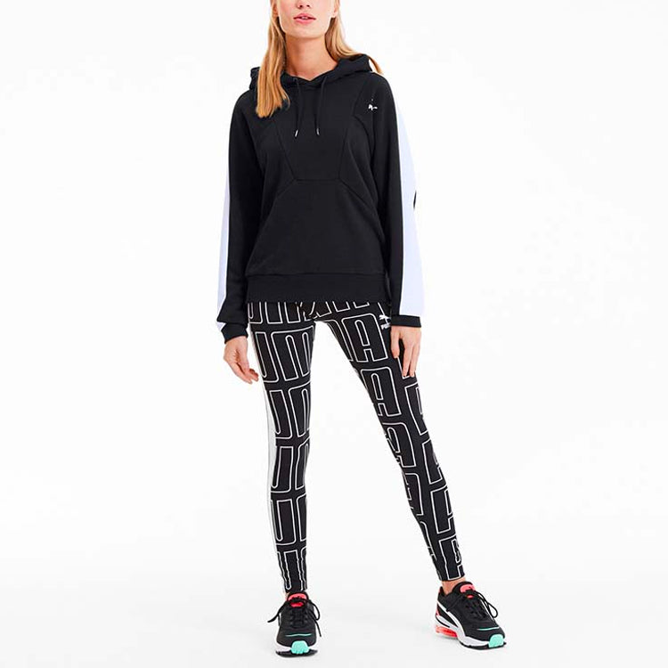 (WMNS) PUMA Small Logo Hoodie 'Black White' 597447-01