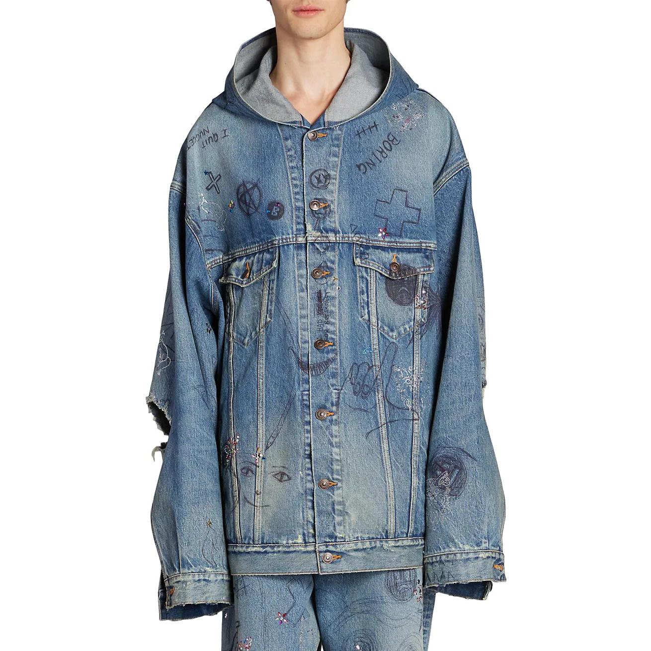 Balenciaga Oversized Hooded Jacket 'Blue' 719315TNW56-4268