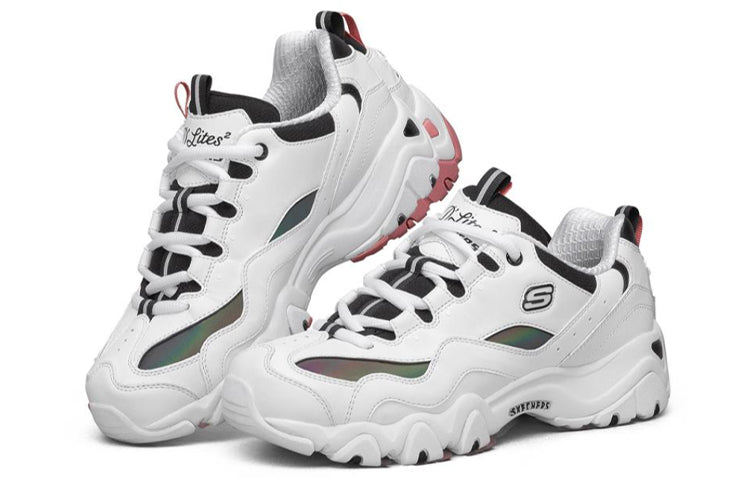 (WMNS) Skechers D'lites 2.0 Running Shoes White/Black 66666324-WHT