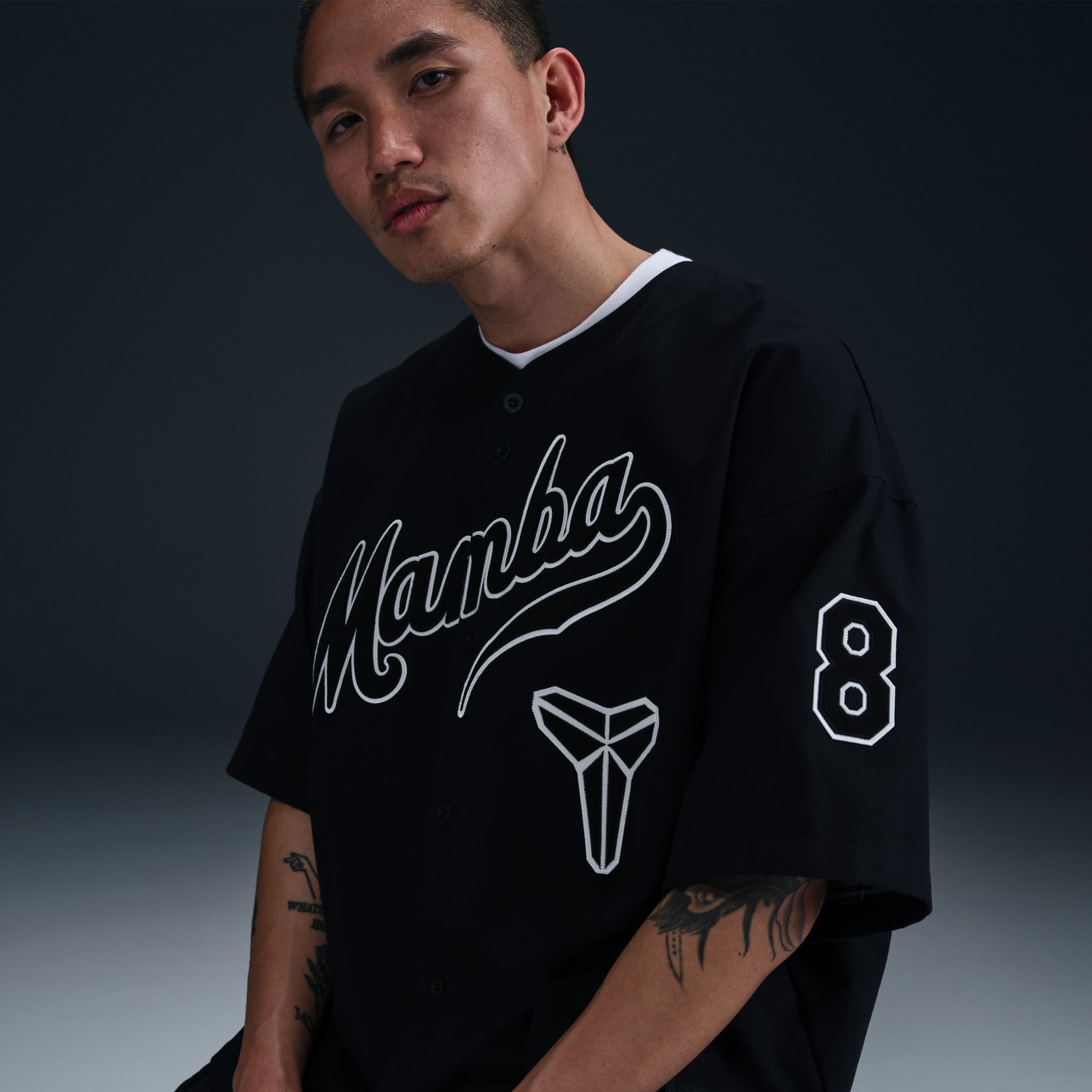 Nike x Kobe Bryant Baseball Jersey Asia Sizing 'Black White' IB0008-010