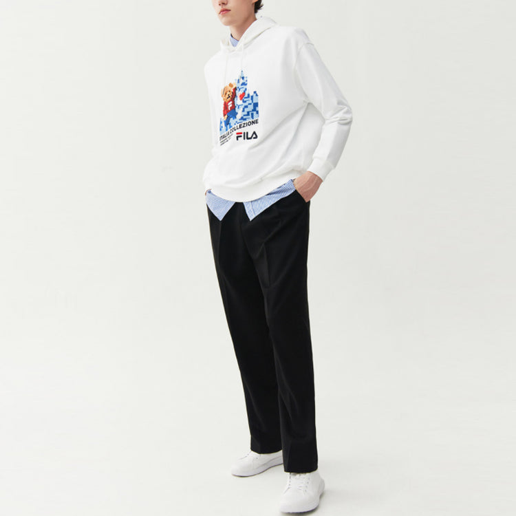 FILA Loose Sports Pullover hooded Long Sleeves White F11M118259F-WT