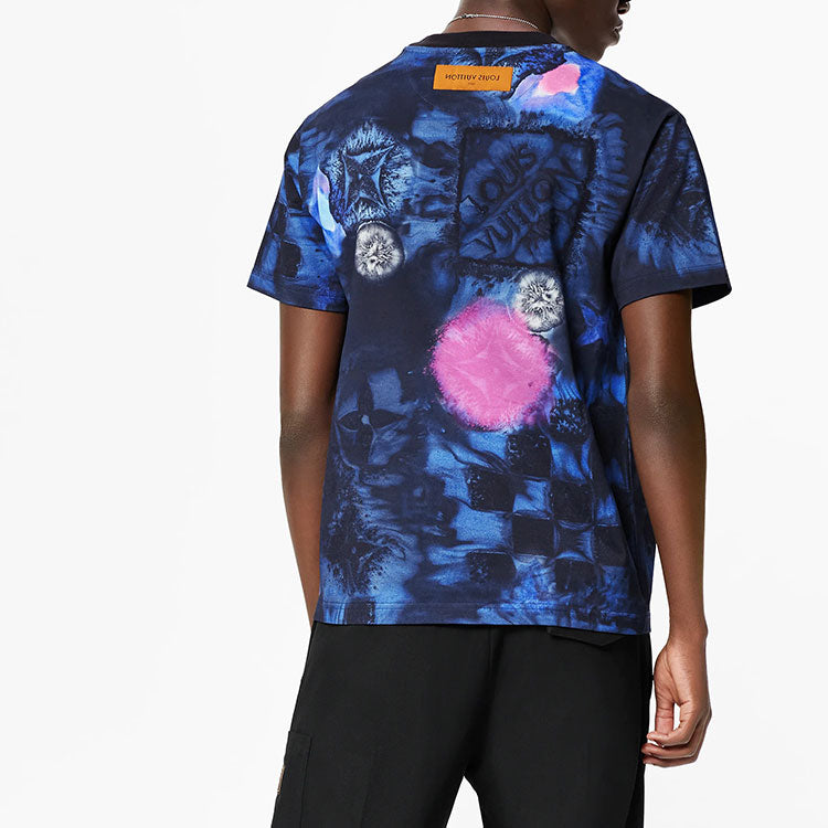 Men's LOUIS VUITTON Cotton Printing Short Sleeve Blue 1A8X1P