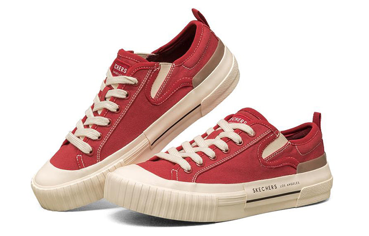 (WMNS) Skechers New Moon Low Top Canvas Sneakers Red 155391-RED