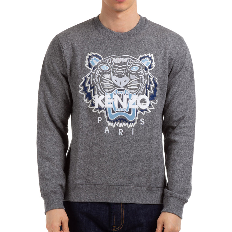 Men's KENZO Embroidered Cotton Long Sleeves Gray FA5-5SW001-4XA-98
