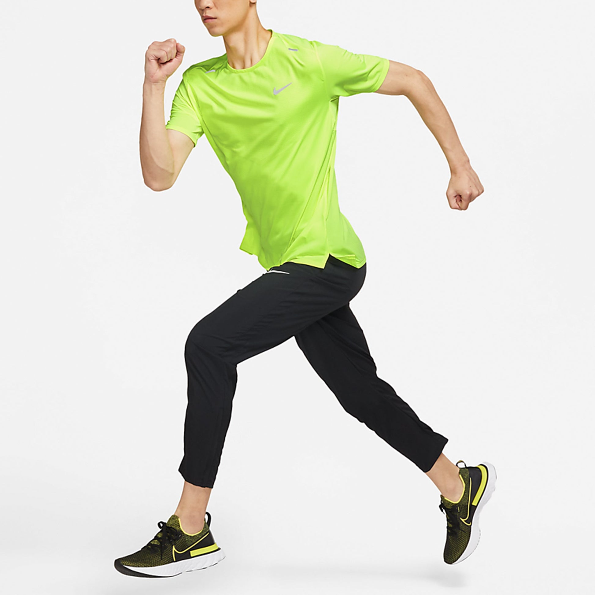 Nike Dri-fit Rise 365 Running Breathable Quick Dry Casual Sports Short Sleeve Fluorescence Yellow CZ9185-702