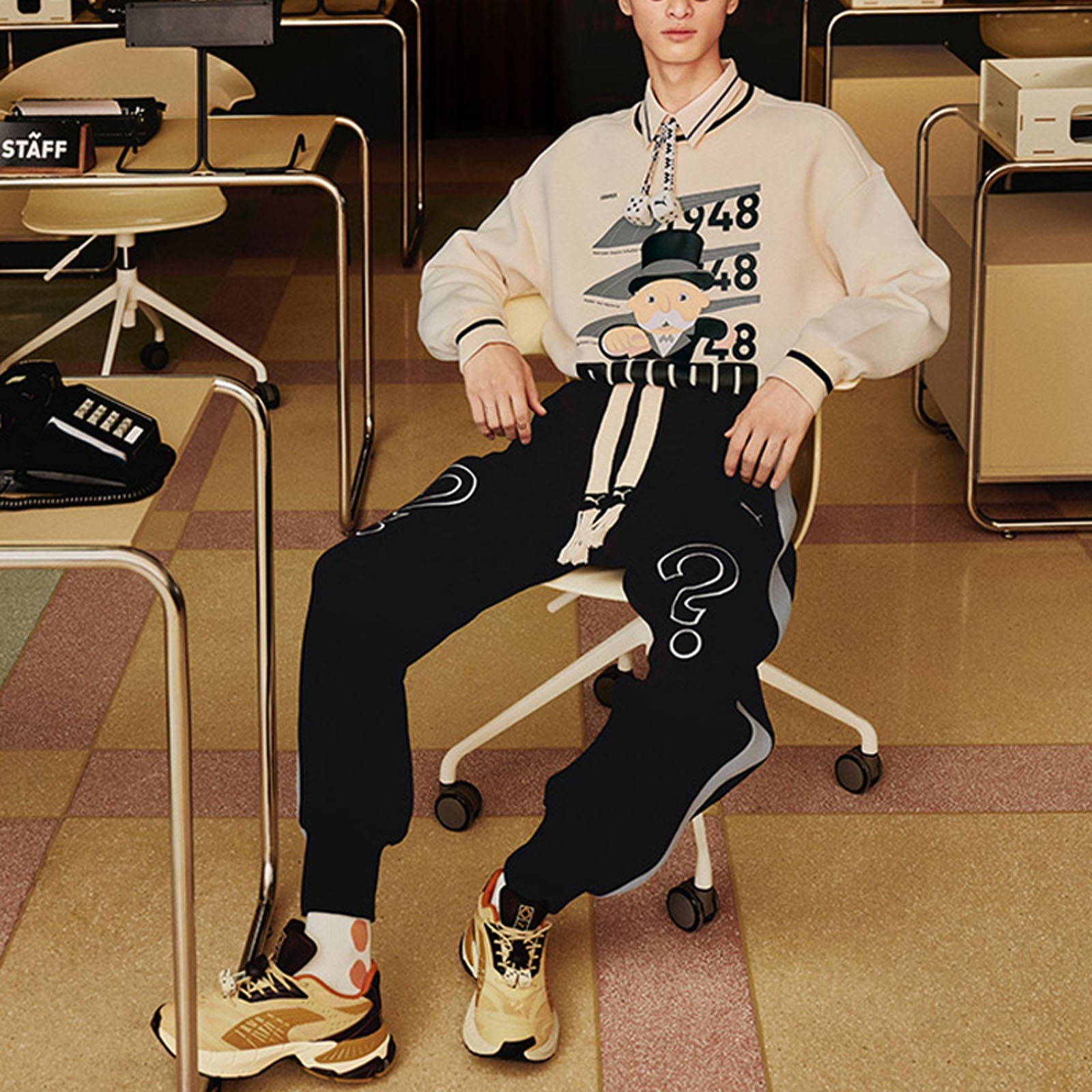 PUMA X Staffonly X Monopoly Logo Sweatshirt 'Beige' 539898-86