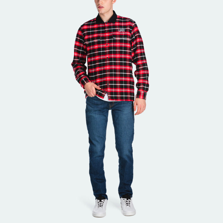 Men's Levis JAHAN LOH Crossover Plaid Long Sleeves Shirt Red 18186-0000