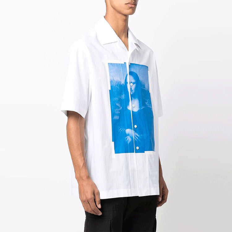 Men's Off-White Mona Lisa Short Sleeve White Shirt OMGA196C99FAB0020145