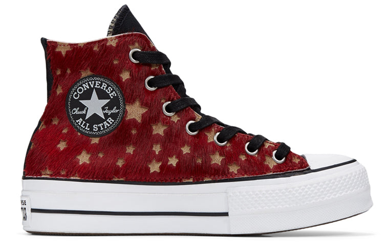 (WMNS) Converse Metallic Fur Chuck Taylor All Star Platform High Top Stars 'Red White' 566465C